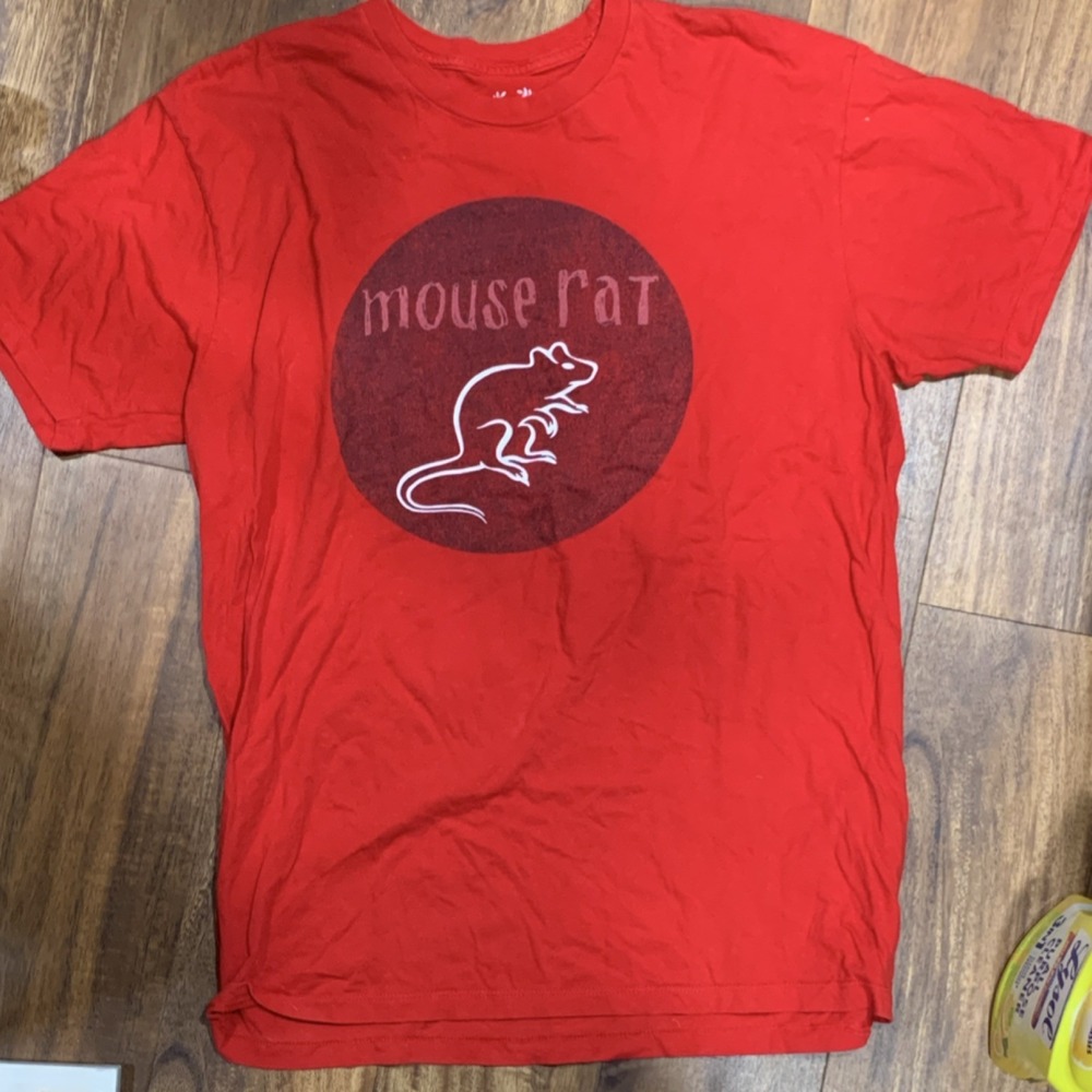TEEPUBLIC Mouse Rat Band Tee Print Red Men's T-Shirt large Short Sleeve